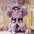 thumbnail image 4 of Anime Sanrios Kuromi Autumn Winter Children's Plush Pajamas Robe Cinnamoroll Melody Y2K Kawaii Girl Cute Hooded Thicken Homewear, 4 of 5