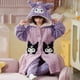 thumbnail image 4 of Anime Sanrios Kuromi Autumn Winter Children's Plush Pajamas Robe Cinnamoroll Melody Y2K Kawaii Girl Cute Hooded Thicken Homewear, 4 of 5