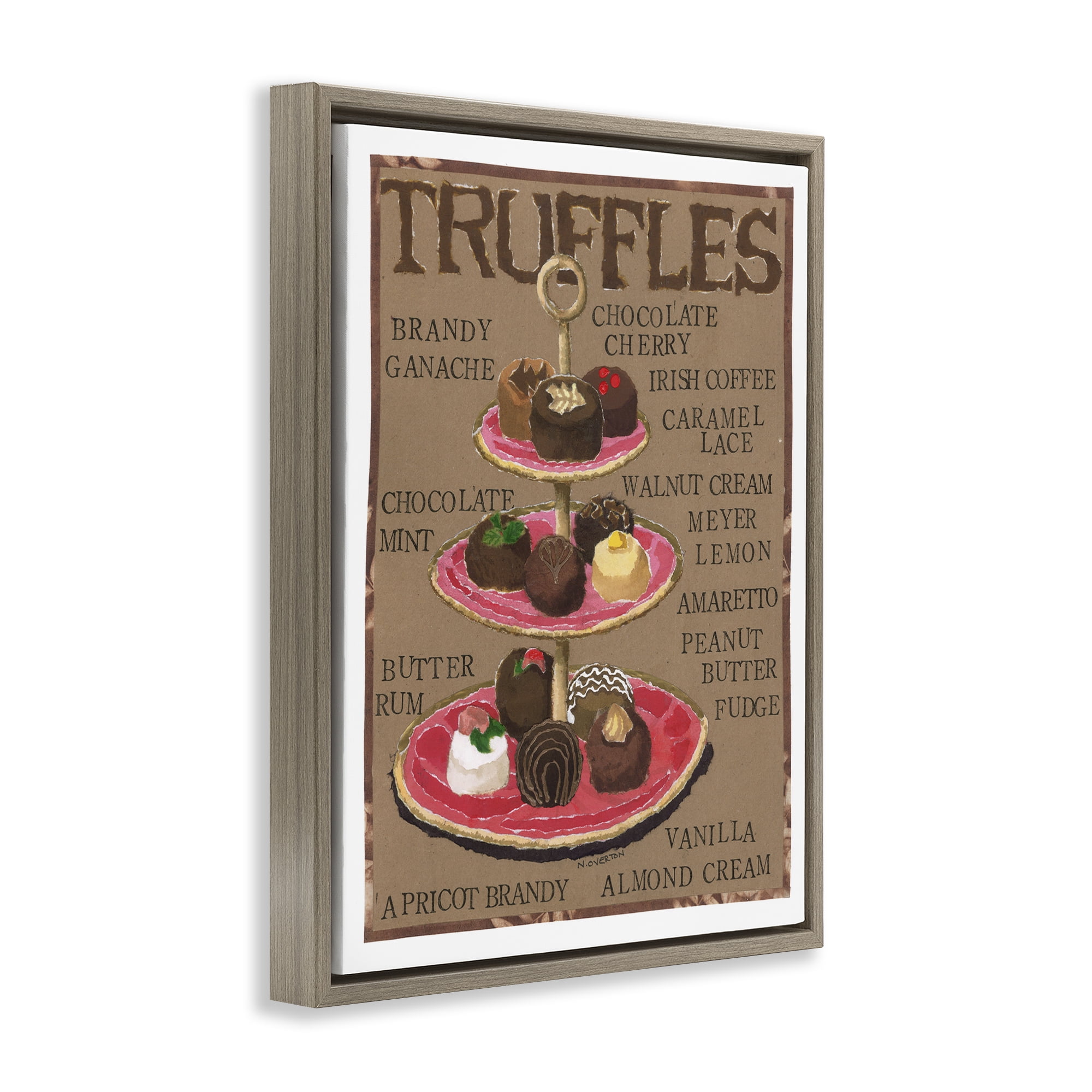 Stupell Industries Assorted Chocolate Truffles Food & Beverage Painting Brown Floater Framed Art Print Wall Art, 17 x 21