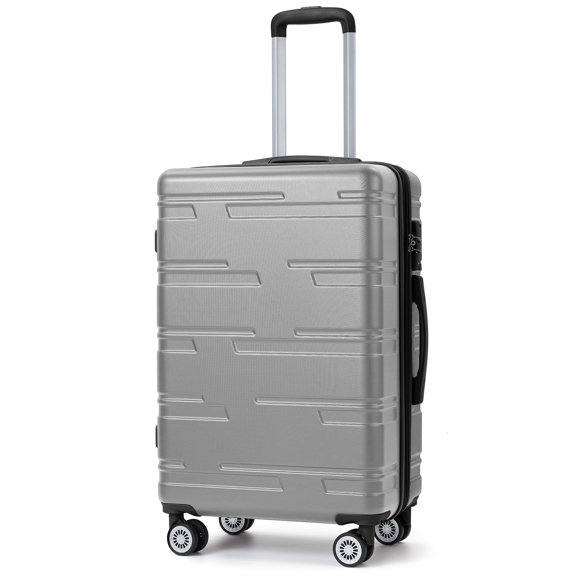 24" Expandable Hard Shell Carry On Luggage with No Noise Spinner Wheels, 77L ABS Hardside Carry On Suitcase with TSA Lock, Lightweight Hardshell Suitcase with Adjusts in 3 Stages for Trips, Vacations
