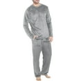 thumbnail image 1 of Mens Four Seasons Fashion Mens Plaid Pajama Pants Leisure Soft Home Solid Straight Leg Pajama Pants Color Shirt Pants Pajama Set Home Service Two Piece Set Long Fleece Warm Pyjamas, 1 of 8