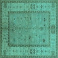 thumbnail image 1 of Ahgly Company Machine Washable Indoor Square Oriental Turquoise Blue Traditional Area Rugs, 4' Square, 1 of 4