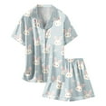 thumbnail image 4 of Girls Easter Pajamas Egg Painted Short Sleeved Casual Button Down 2 Piece Summer Pajama Outfits Grey,2-3 Years, 4 of 4