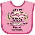 thumbnail image 3 of Inktastic Happy Birthday, Daddy Best Ever in Pink Boys or Girls Baby Bib, 3 of 4