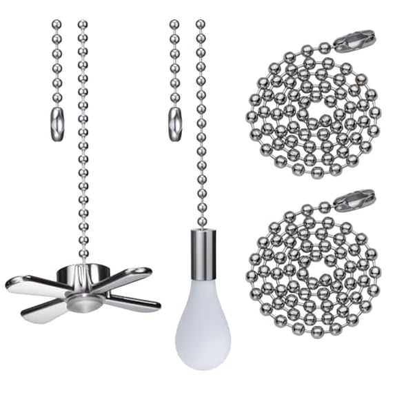Ceiling Fan Pull Chain Extender,24-inch Extra Long with Decorative Frosted Glass Bulb and Fan Cord,Fit All Standard 3mm Diameter Ceiling Fans and Light Fixtures Factory Pull