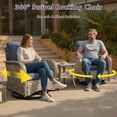 thumbnail image 4 of XIZZI 9-Piece Outdoor Patio Furniture Set, High Back Wicker Sectional with Fire Pit Table & Swivel Rocking Chairs, All-Weather Rattan Conversation Set for Patio & Garden, Diamond Blue, 4 of 10