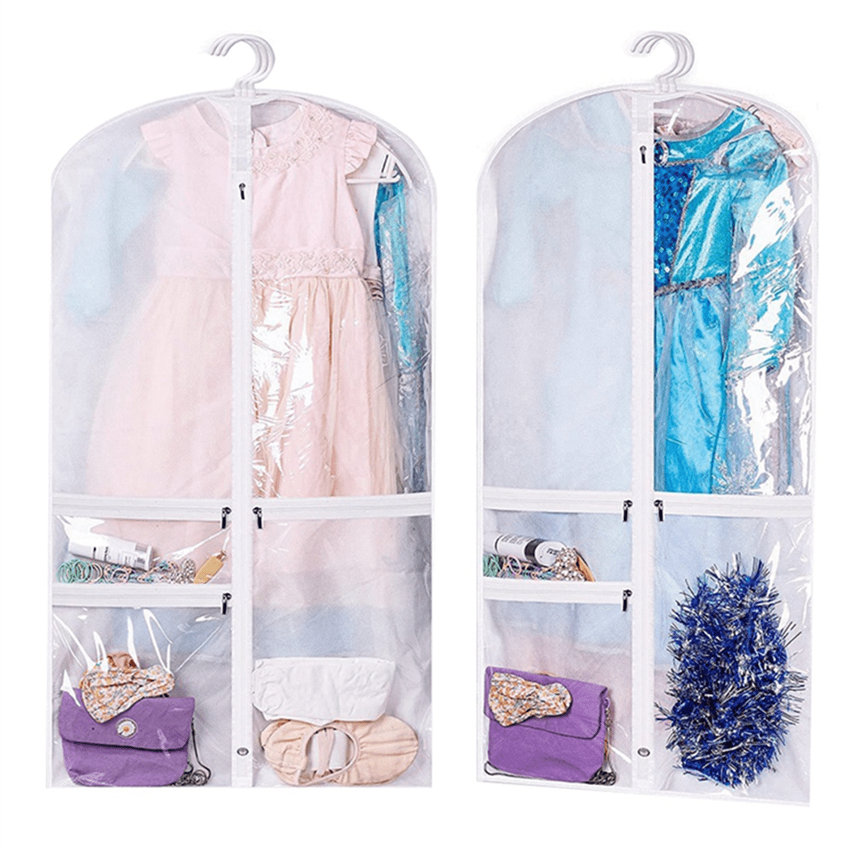 Housse à Vêtements Pliable Enfant Avec 5 Poches - Sac De Costume Respirant Pour Danseurs, Voyage Et Rangement Avec Fermeture Éclair Solide