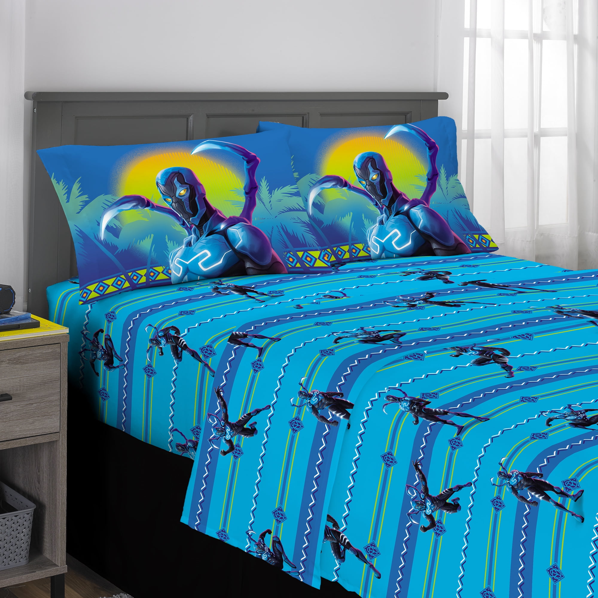 Blue Beetle Kids Full Bed-in-a-Bag, Comforter and Sheets, Blue, Warner Brothers