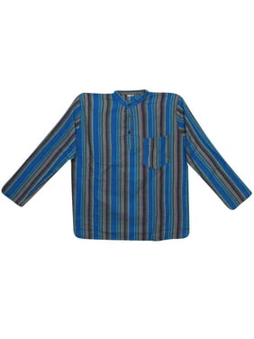Mogul Mens Ethnic Indian Fashion Shirt Short Kurta Trendy Cotton Tunic Traditional Apparel 2XL