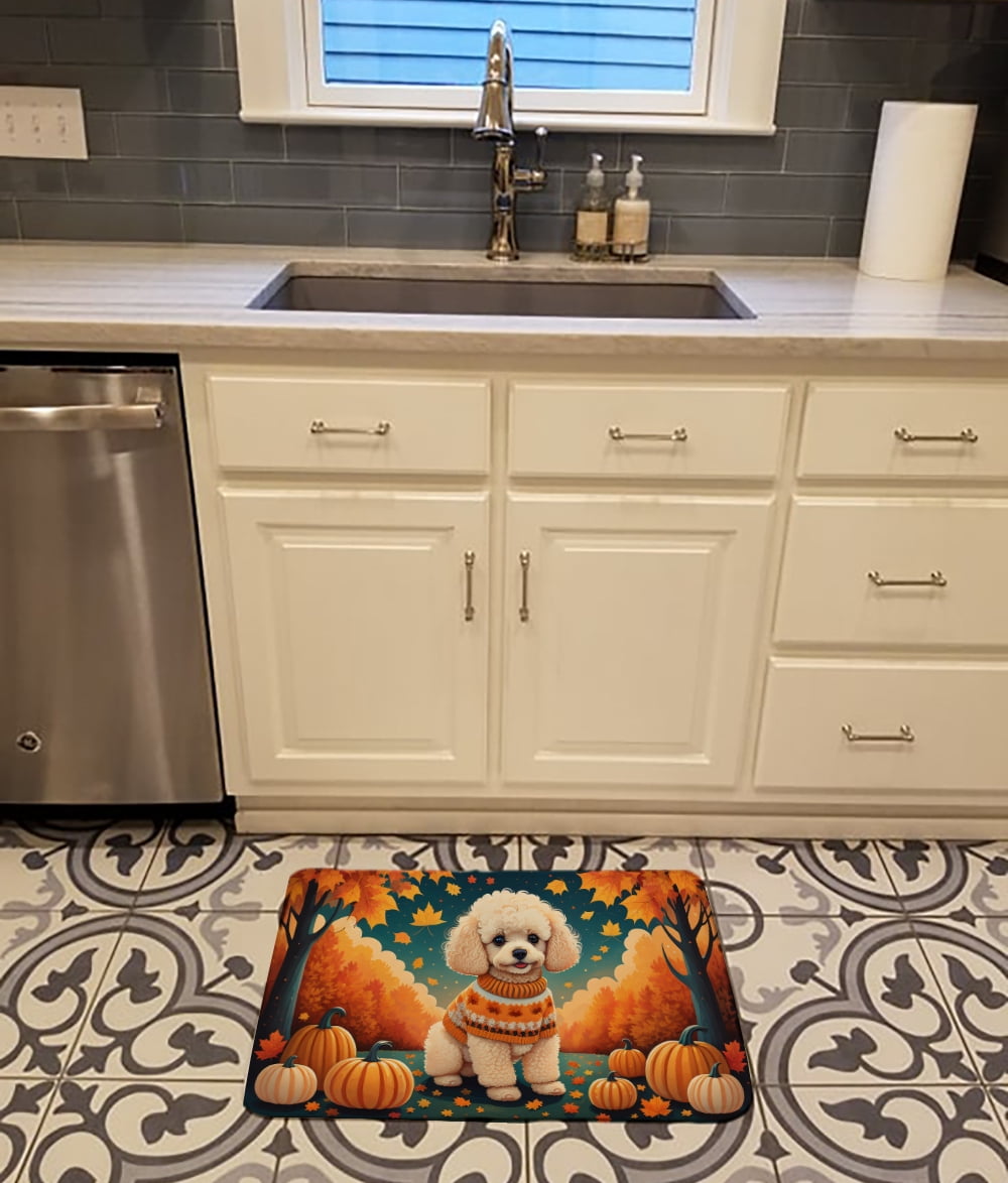 Poodle Fall Memory Foam Kitchen Mat 27 in x 19 in