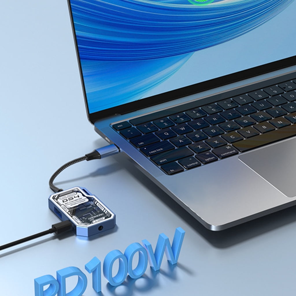 Tizuqe Fast Speed USB C Hubs Transparents 4 Port Adapter Universal Compatibility Plugs Play Travel Use