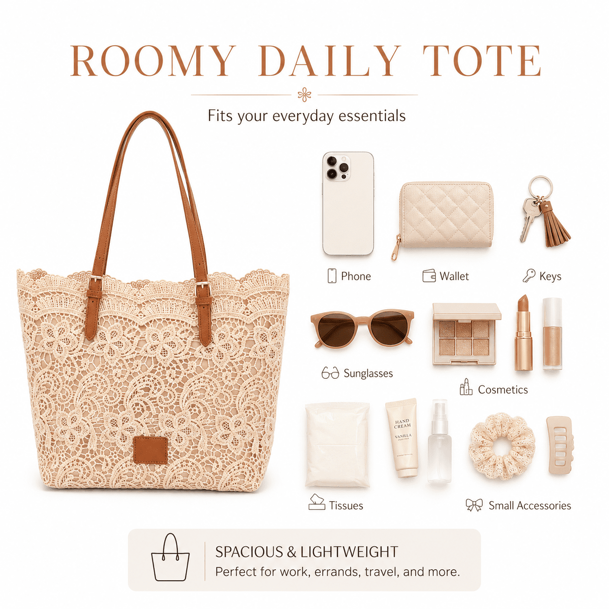 Vintage Lace Shoulder Bag for Women, Crochet Purse Summer Handbag 2026, Lightweight Tote Bag for Beach Travel Shopping