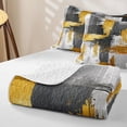 thumbnail image 4 of Homewish Gray Gold Stripes Twin Quilt Set,Modern Geometric Artwork Twin Coverlet Set,2-Piece, 4 of 7