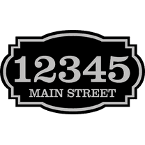Curb-N-Sign® Custom Horizontal House Address for Outside, Highly Reflective Fancy Address Numbers Vinyl Stickers, Easy Peel and Stick Personalized Home/Office/Mailbox Address (Black Silver,7"x12")