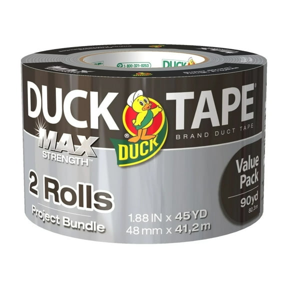 Duck Brand Max Strength 1.88 Inch x 45 Yard Duct Tape Silver (Pack of 2)