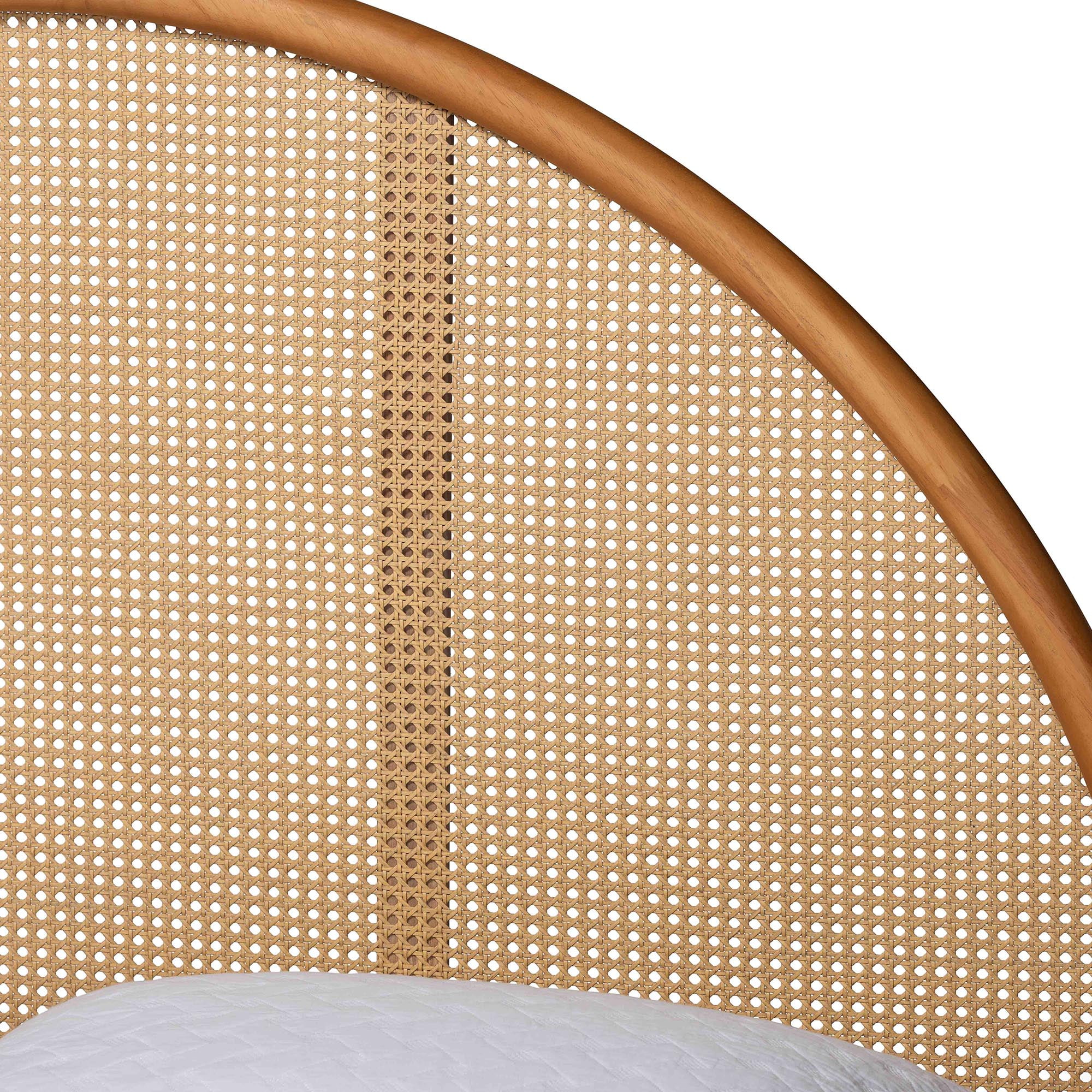 Baxton Studio Wrenley Japandi Platform Bed, Queen, Antique Rattan