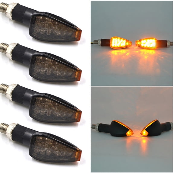 4PCS LED Motorcycle Turn Signals Blinker Light Indicator Amber Universal 14 LED