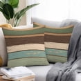 thumbnail image 3 of Outdoor Pillow Cover Green Brown Beige Stripes Set of 2 Waterproof Throw Pillowcases Wood Background Decorative Patio Furniture Pillows for Couch Garden Indoor & Outdoor Use, 3 of 9