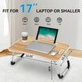 thumbnail image 2 of GourmetG Folding Lap Desk, 23 Inch Portable Wood Yellow Laptop Bed Desk Lap Desk with Cup Holder, for Working Reading Writing, Eating, Watching Movies for Bed Sofa Couch Floor, 2 of 11