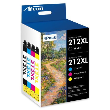 212XL Ink Cartridges 4 Pack Compatible for Epson 212XL 212 Printer Ink T212 T212XL Combo Pack for WF-2810 WF-2830 WF-2850 XP-2100 XP-3100 XP-3105 XP-4100 XP-4105 (Black, Cyan, Magenta, Yellow)