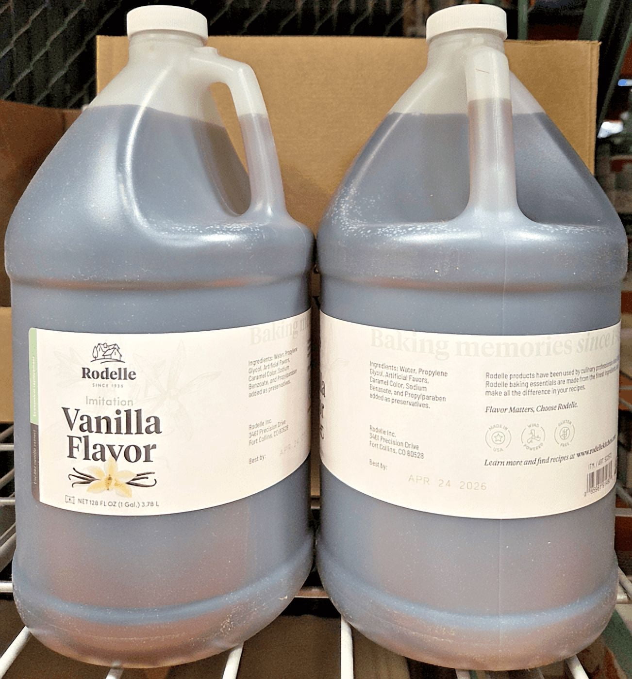 Rodelle Imitation Vanilla Flavor 128fl oz 3.78L (2 Jugs)