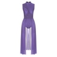 thumbnail image 3 of Hansber Adult Women Full Length Long Lyrical Dance Dress Flowy Overlay Dress Modern Contemporary Purple L, 3 of 6