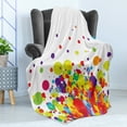 thumbnail image 4 of Modern Soft Flannel Fleece Throw Blanket, Abstract Geometrical Image Circles Rounds Vibrant Rainbow Colors Vivid Artwork, Cozy Plush for Indoor and Outdoor Use, 50" x 60", Multicolor, by Ambesonne, 4 of 5