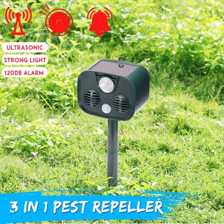 Solar Power Dog Cat Repeller Ultrasonic PIR Infrared Sensor Animal Repellent Deterrent Scarer Yard Garden Outdoor