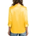 thumbnail image 3 of Hogleaql Satin Blouses for Women Silk Long Sleeve Comfy Button Down T-Shirts Collared Business Fashion Casual Loose Fit Tunic Tops Yellow M, 3 of 3