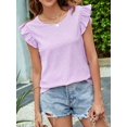 thumbnail image 5 of Womens Casual Tops for Women Crewneck Ruffle Short Sleeve Blouses L, 5 of 9