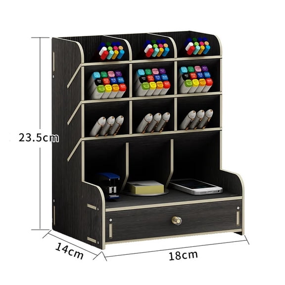 Large Capacity Wooden Pen Holder Office Desktop Organizer Multi-Compartmental Box Nordic Creative Fashion Jewelry Display Stand