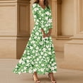 thumbnail image 2 of WTOBBY Women's Fashion Floral Print 3/4 Sleeve Loose Casual Dress, Comfortable Flowy Midi Sundress with Feminine Silhouette for Daily Wear,Fluorescent Green M, 2 of 4