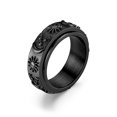 thumbnail image 1 of Bohemia Star Moon Anxiety Relaxing Ring For Men Stainless Steel Rotatable Spinner Fidgets Anti Stress Rings Jewelry Bague Homme ring-black 9, 1 of 6