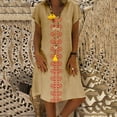thumbnail image 1 of GZWYHT Robes d'Été, Robes pour Femmes 2024 Style d'Été pour Femmes Col en V Imprimé Coton et Décontracté Grande Taille Robe pour Dames Robes Midi, Robes en Lin, Robe Kaki, Commodes en Liquidation m, 1 of 6