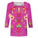 thumbnail image 4 of Camisetas Casuales de las Mujeres de Moda Impresa 3/4 Mangas Blusa Cuello Redondo para el Hogar Y Diario, 4 of 4