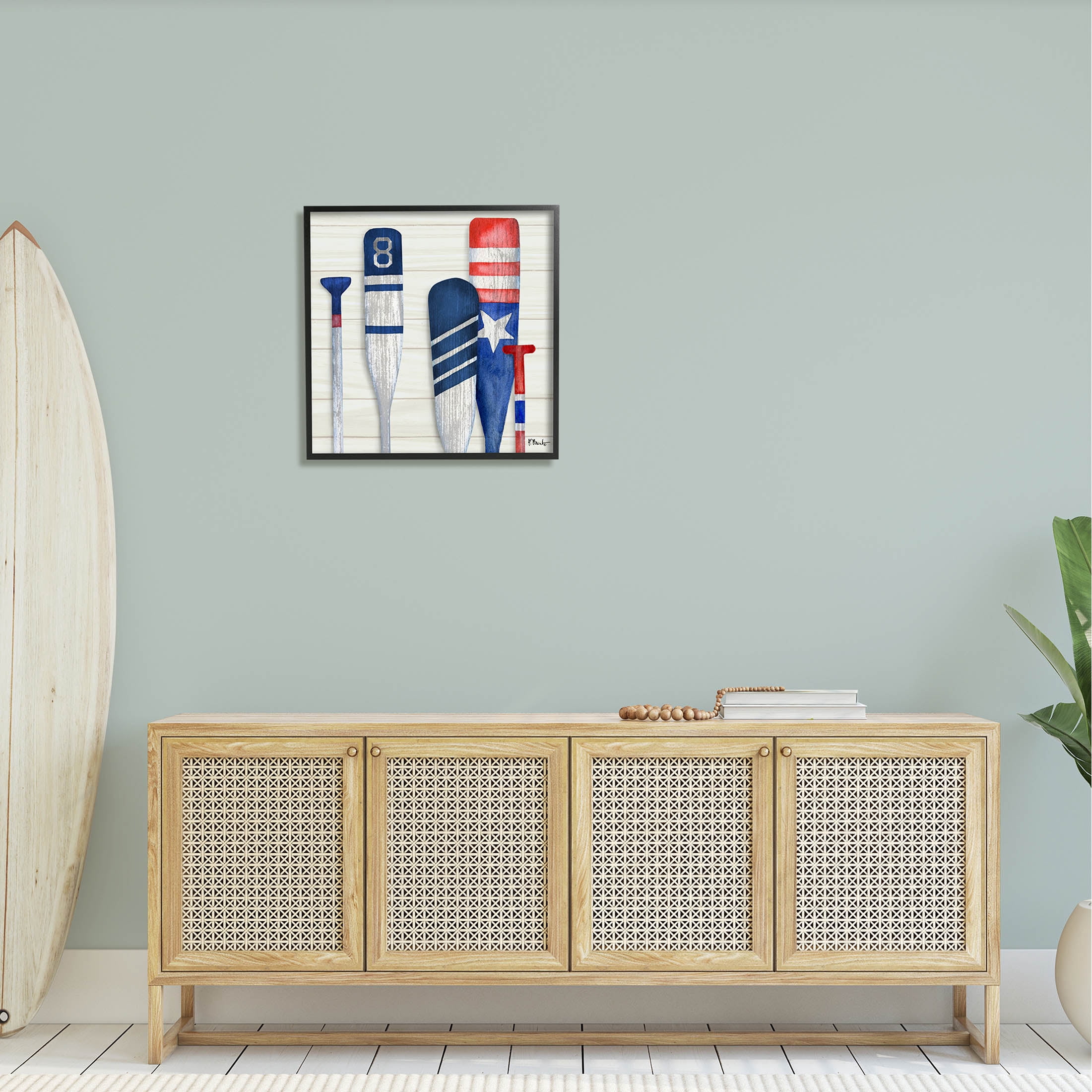Stupell Industries Port Oars Rustic Americana Patterns Graphic Art Black Framed Art Print Wall Art, Design by Paul Brent