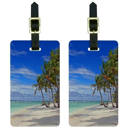 - Tropical Beach Island Sky Clouds Vacation Luggage Tags Suitcase ID, Set of 2