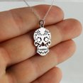 thumbnail image 2 of Sterling Silver Sugar Skull Pendant Necklace, 18" Chain, Day of the Dead, 2 of 4
