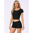 thumbnail image 2 of DARING DIVA Cotton Pajama Lace Trim Short Sleeve Top Lounge Set M Black, 2 of 6