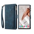 thumbnail image 4 of Luxury PU Leather Wallet Case for Google Pixel 7A, Zipper Pocket Card Slots Holder Kickstand Flip Folio Cover with Shoulder Strap Crossbody Wrist Hand Strap Anti-Scratches Case,Darkblue, 4 of 10