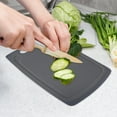 thumbnail image 6 of Extra Large Plastic Cutting Board for Kitchen | Non-Slip Dishwasher | Easy Handle | Built-In Juice Grooves & Garlic Ginger Grinding Area | Heavy Duty Reversible | Gray, Blue, Pink, Beige, 6 of 7