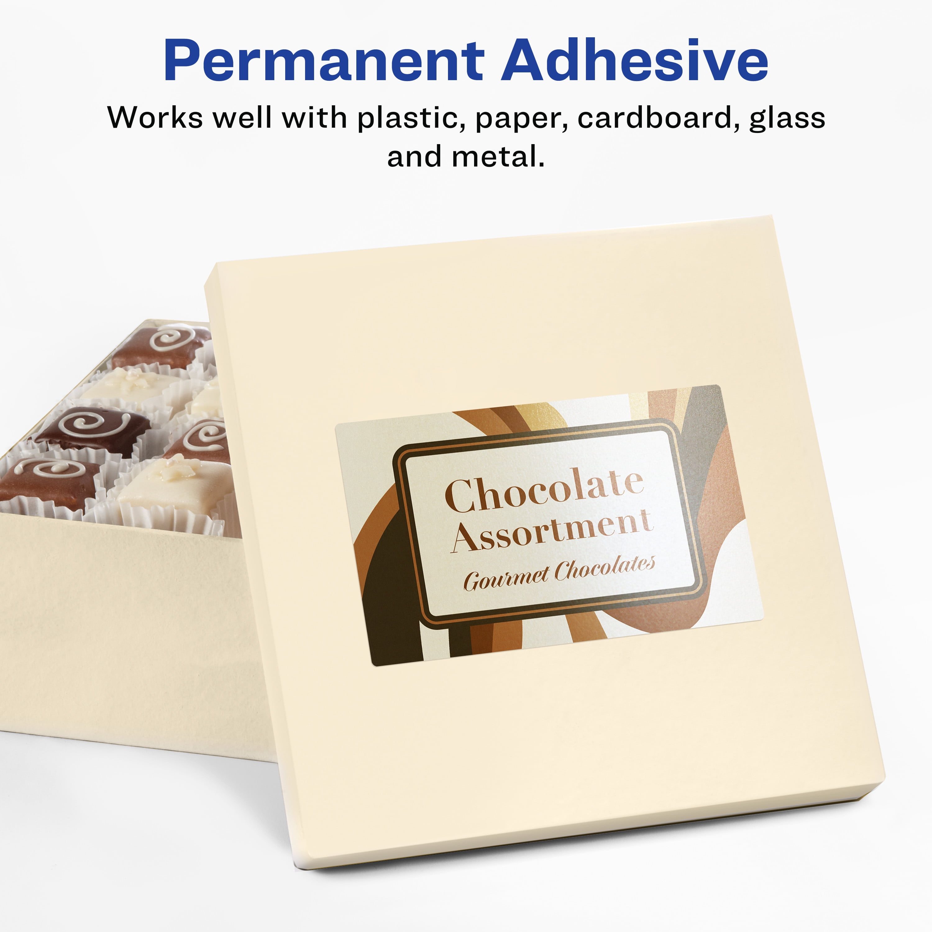 Avery Pearlized Ivory Rectangle Labels, 4.75" x 3.75", 40ct