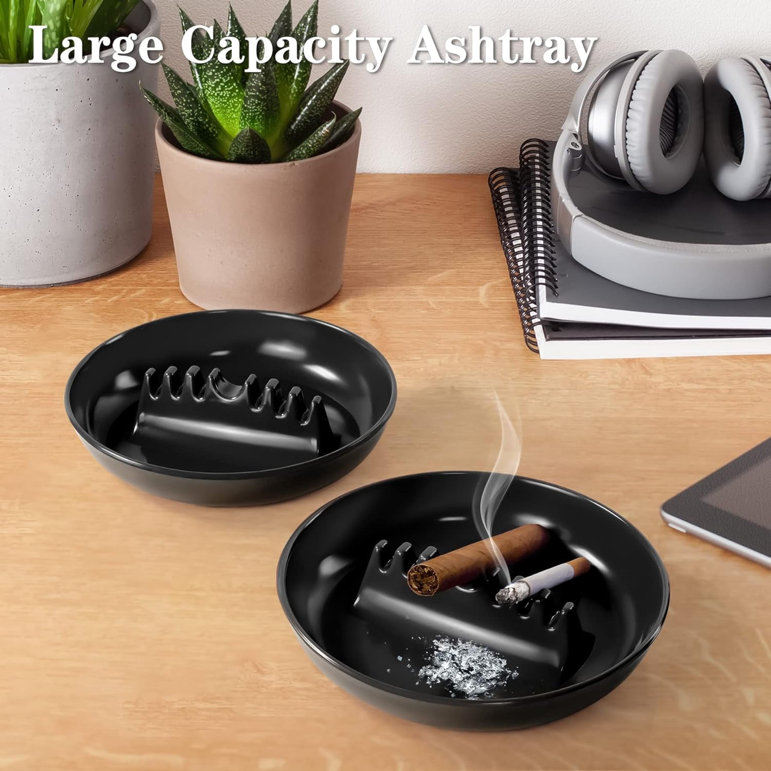 cigarette trays Plastic Ashtrays for Cigarettes and Cigars, Indoor Outdoor Ash Tray Large  Size Tabletop Ashtray Decor for Home Office Restaurant Patio Bar - Pack of  4 Colors Mixed (Black/Blue/Green/Red)