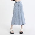 thumbnail image 2 of Gbsyewxs Skirts For Women Midi Skirt Denim High Waist Solid Color Slim Summer Women'S Skirts Blue, 2 of 6