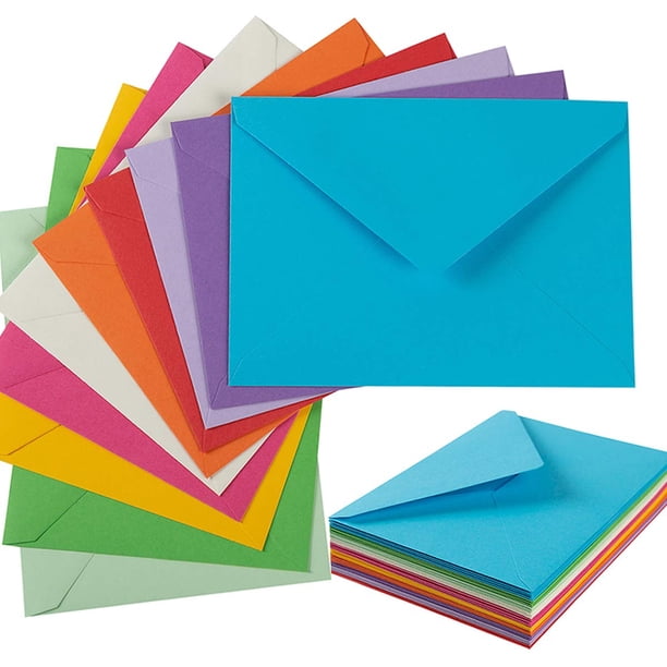 Paquete de 50 sobres A7 coloridos de 5x7, sobres de invitación para tarjetas de 5x7, cumpleaños, bodas, graduaciones, tarjetas de felicitación, baby shower, 5,24 x 7,24 pulgadas (multicolor)