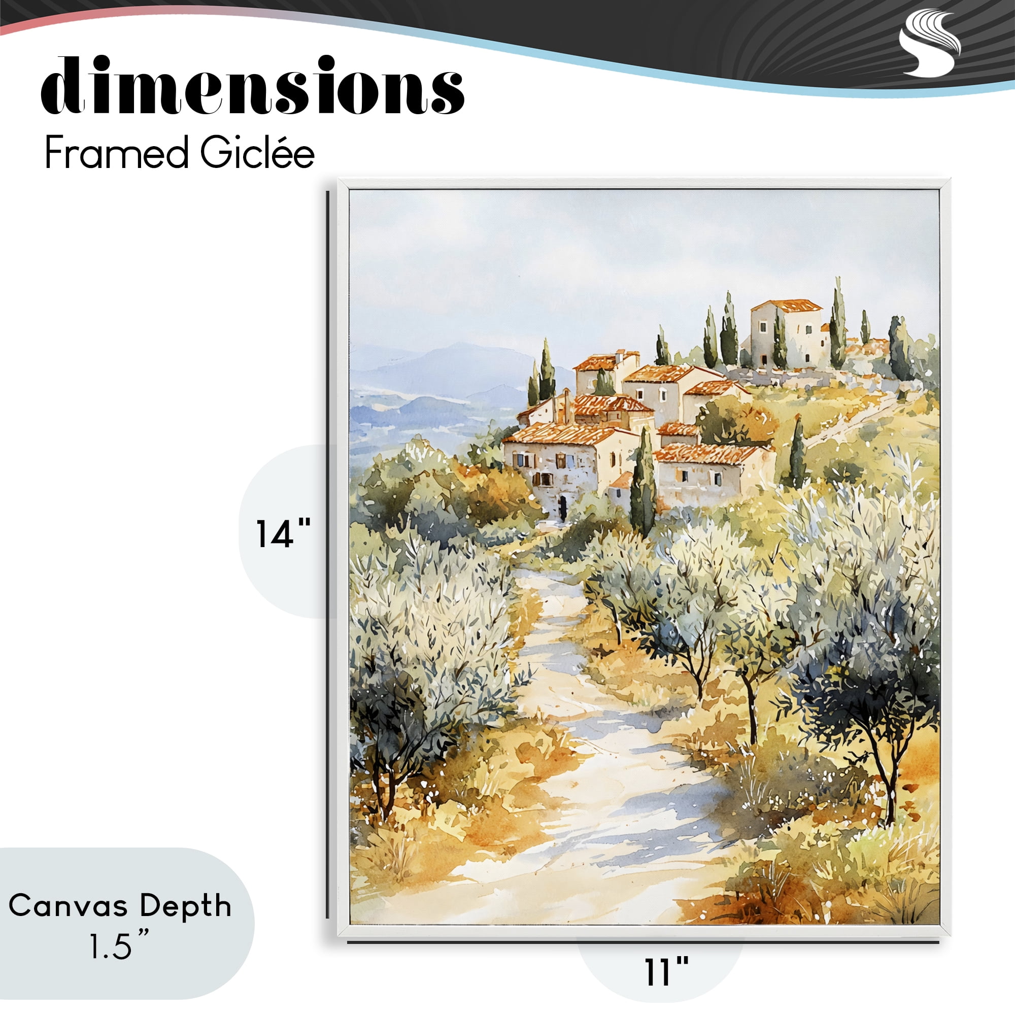 Stupell Industries Tuscan Hilltop Village View White Framed Giclee Art, design by LSR Design Studio