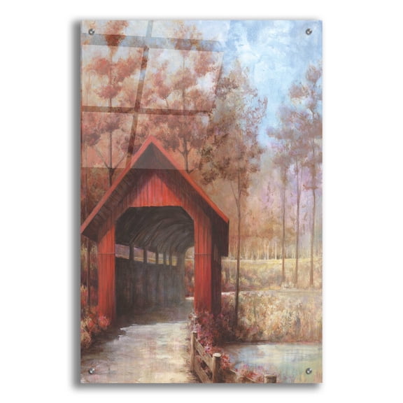 Epic Art 'Covered Bridge' by White Ladder, Acrylic Glass Wall Art, 24"x36"