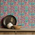 thumbnail image 2 of S4sassy Removable Vintage Style Waterproof Wall Wrap, Arabesque Pattern Tile Wallcover, Purple Contact Paper for Backsplash, Kitchen, Self Adhesive Wallpaper Roll, DIY Decor- Purple-25"x60" inch, 2 of 8
