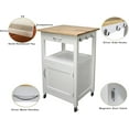 thumbnail image 3 of eHemco 1-Door Kitchen Island Cart on Wheels with Drawer, Storage Cabinet, Shelf and Natural Solid Hardwood Top, 34.75 Inches Height, White Base, 3 of 11