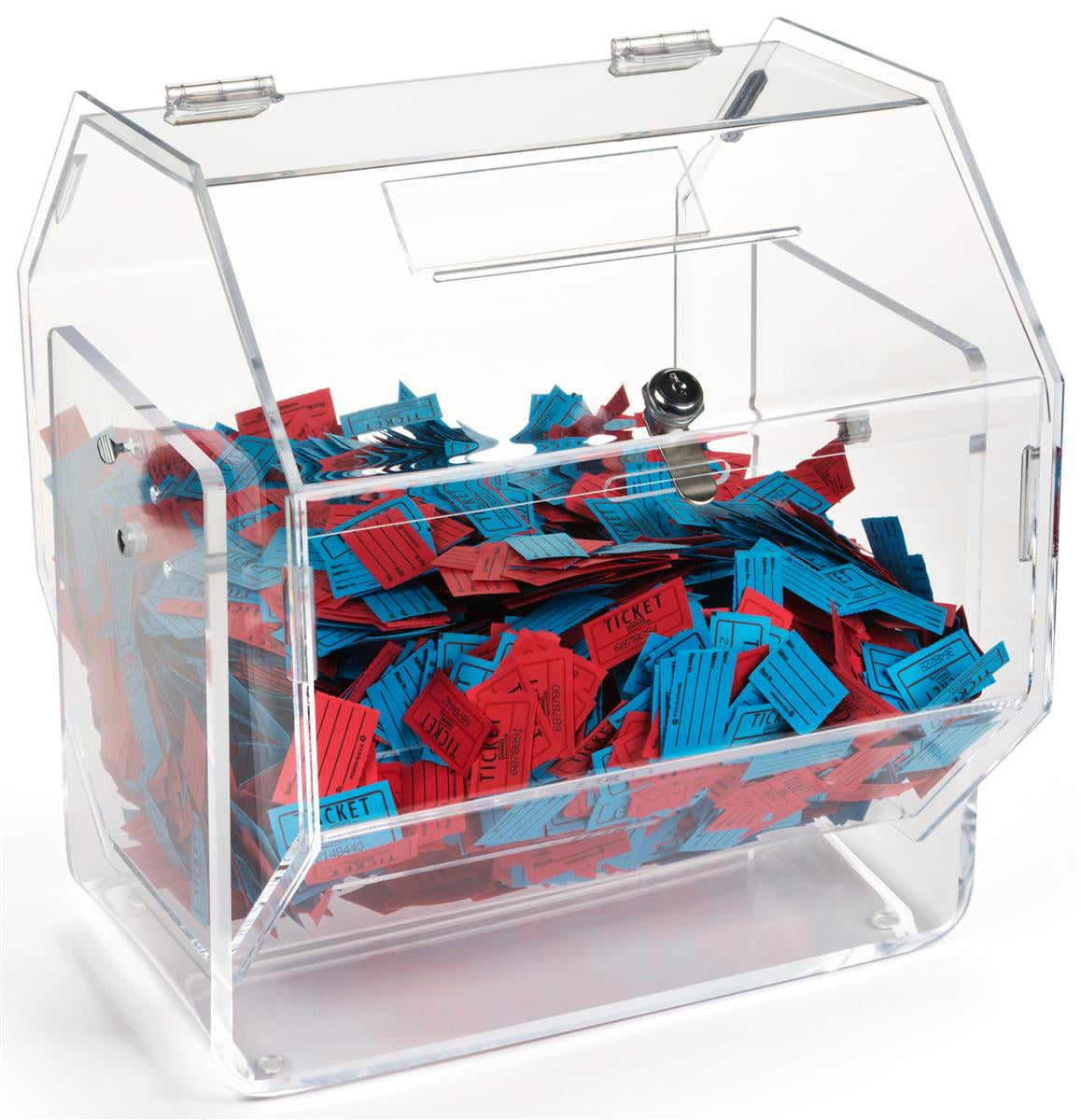 Clear Acrylic, Rotating Raffle Drum With Lock and Key for Tabletop Use (RDRUMSM)